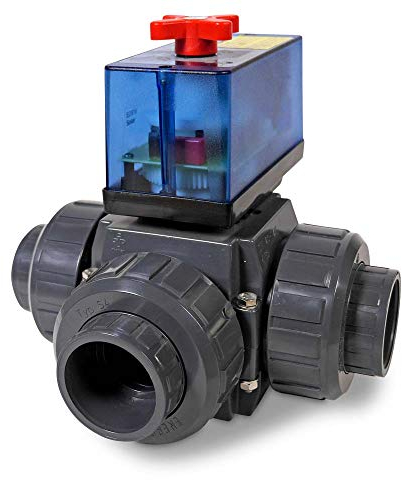 Praher 3-Wege Solar PVC Kugelhahn mit elektrischem Stellantrieb 12-24 Volt Ø 50mm