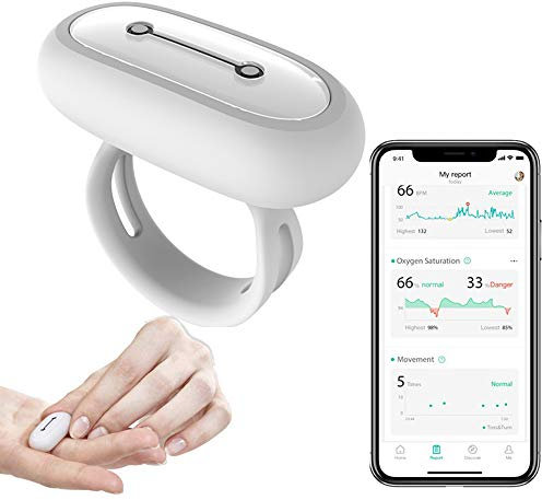 Wireless Sleep Monitor SpO2 Pulse Oximeter with Vibration Alarm for Low SpO2 Level and Obstructive Sleep Apnea,Tracking Blood Oxygen Saturation Level and Heart Rate Monitor