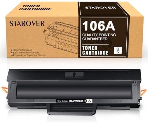 STAROVER Toner 106A W1106A compatibile con HP 106A Toner per HP 107w Toner Laser 107a 107r per HP 135a Toner Laser MFP 135wg MFP 137fwg 135r 135w 137fnw (1 nero, con chip)