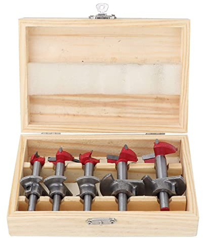 Jeu de fraises Ensemble de 5 forets de positionnement réglables PCS (15~35mm) Trou pour scie à bois cimentée avec perceuse de profondeur (plage de profondeur 10~50MM) Trou de coupe pour le bois