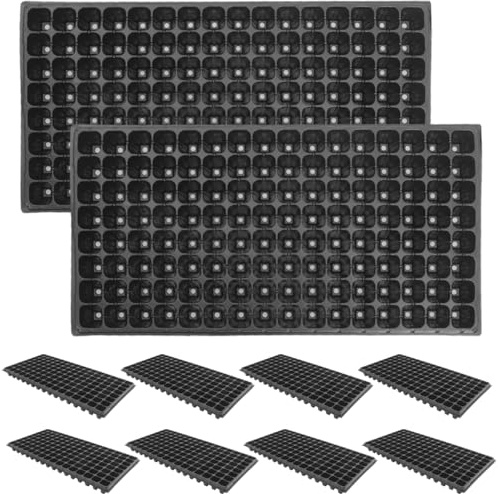 Hemoton - Lote de 10 Bandejas para Semilleros, Semilleros de 128 Celdas, Bandejas de Semillas de Jardinería, Bandeja de Inicio de Semillas para el Crecimiento de Semillas de 80 g
