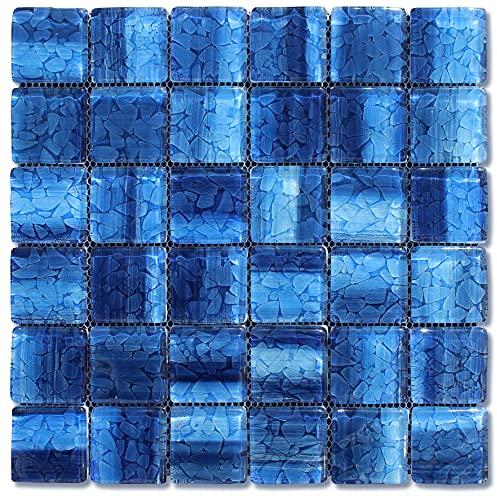 Intrend Tile Fliesenblätter aus Glas, quadratisch, Mosaikmischung, 5 Stück, Kieselstein-Reflexion