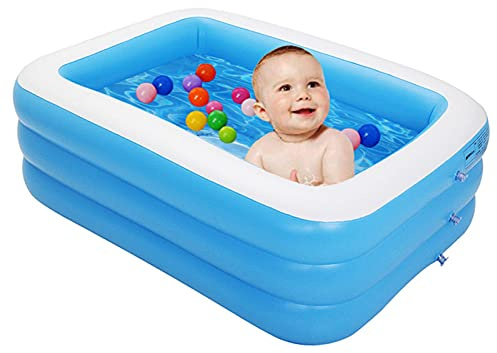 TONGQU Paddling Pool Large, Inflatable Swimming Pool for Kids, PVC Family Rectangular Inflatable Pool for Garden Backyard Indoor & Outdoo
