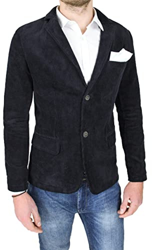 Evoga Giacca Uomo Sartoriale Blazer Invernale Slim Fit Elegante (L, Nero in Velluto)