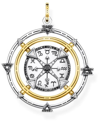 THOMAS SABO Anhänger Amulett Elements of Nature schwarz-gold 925 Sterlingsilber, Geschwärzt, 750 Gelbgold Vergoldung