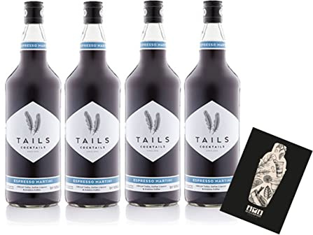 Tails Cocktails 4er Set Espresso Martini 4x 1L (14,9% Vol) Fertig Cocktail Ready to Drink mit Mixcompany Grußkarte- [Enthält Sulfite]
