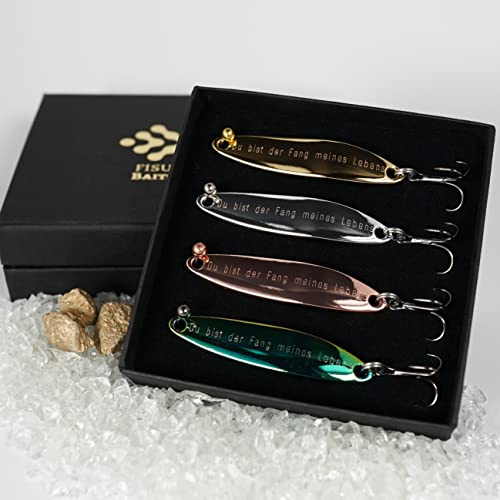 Hochwertige Angelköder, graviert als Geschenk für Angler, Mann, Freund, Frau zum Geburtstag, Valentinstag, Hochzeitstag, Jahrestag (Silber(Nickel))
