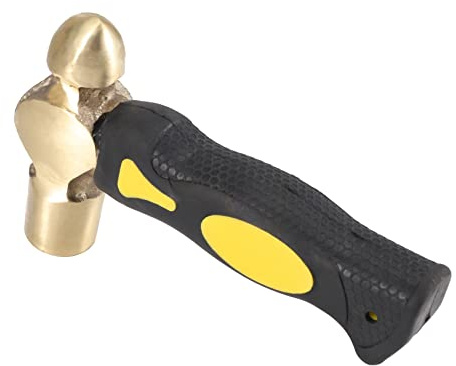 Mengmen Martillo de metal de latón de 1 con cabeza de mazo de doble cara martillo de latón con yunque de hierro para manualidades, manualidades, joyería