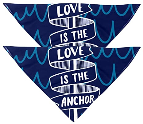 Hundehalstuch, Liebe ist der Anker, Mädchen, Jungen, Haustier-Lätzchen, Hundeschal, waschbar, Zubehör für kleine, mittelgroße und große Hunde, Welpen, Katzen, Haustiere, 2 Stück