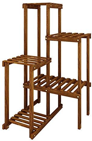 Support de plante Support de pot de fleur Support de fleur à 5 niveaux Support de plante en bois du milieu du siècle Support de plante sur pied en bois d'angle intérieur Échelle de fleurs Présentoir D