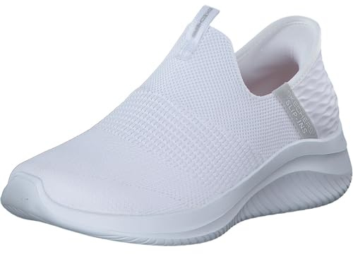 Skechers Mujer Ultra Flex 3.0 Cozy Streak Slip-In ENTRENADOR, White Knit/Light Gray Trim, 40 EU