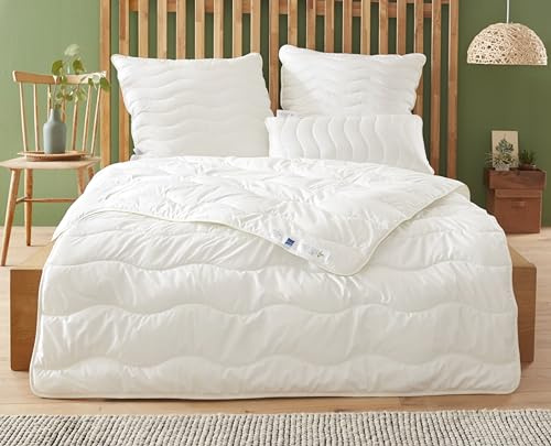 Badenia Trendline Eco Piumino Trapuntato Aerelle Blue Leggero, 135 x 200 cm, Bianco, Certificato Oeko-Tex, Prodotto secondo standard di qualità tedeschi