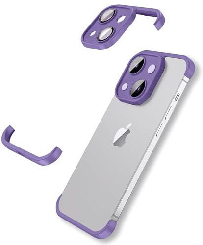 MIMGOAL Custodia per iPhone 13 Bumper Case con protezione per fotocamera, antiurto, design sottile, sottile, leggera, per iPhone 13 Frameless Slim Case, viola, DE-JJ-IPHONE13-PURPLE