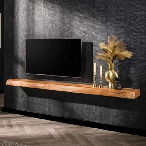 RINGO-Living Massivholz TV Lowboard Leslie Akazienholz TV Regal, Industrial Style TV Board, Konsolentisch, Holz massiv, Fernsehschrank Wohnzimmer, Kommode