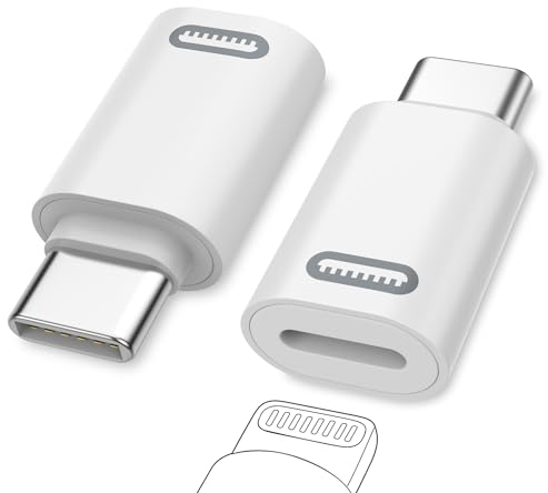 MoKo Adattatore da Lightning 𝐅𝐞𝐦𝐦𝐢𝐧𝐚 a USB C (Non Per Cuffie/Unità Flash USB/Apple Pencil) - per iPhone 17 Air 16 15 Pro Max Plus, iPad, 2 PZ Adattatore Phone a Tipo C, Ricarica Rapida, Bianco