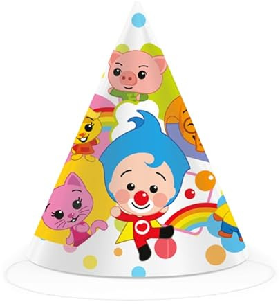 BeenSmile, PAYASO PLIM PLIM GEBURTSTAGSHUT, Papphüte, Kindergeburtstag Dekoration, Geburtstag Party Hüte, 6 Stk.