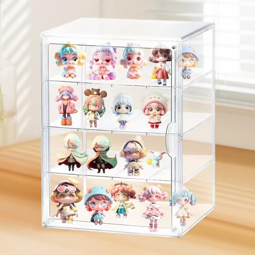 AUSTUFF Acrylic Display Case Acrylic Fgure Display Case Acrylic Display Box with 3 Division Boards for Boots ,Cake ,Toy,Book, Model Cars, Collectible Figures