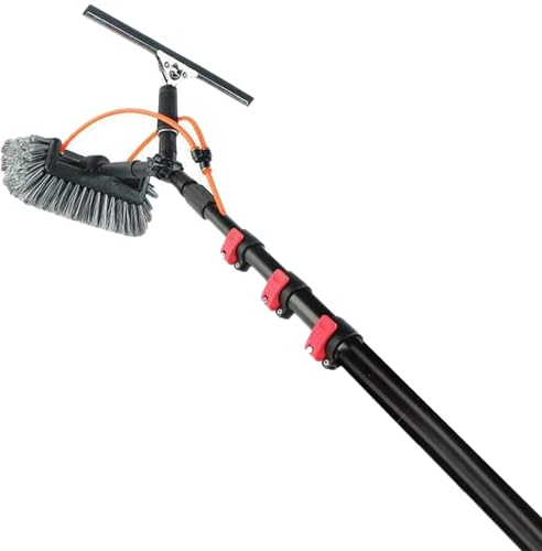 ExoticaBlend Teleskopstange Stange mit 30cm bürste Wasserführende Teleskopstange,PV Anlage Reinigung, Solarpanel-reinigungsset, Outdoor-waschwerkzeug,30FT/9M