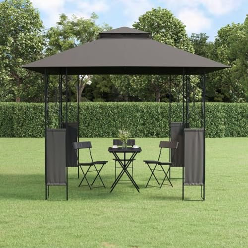 LAPOOH Cenador con tejado, Carpas para Exteriores, Pergolas De Jardin, Toldo Exterior, Pergola Jardin Exterior, Pergolas para Terraza, Acero Gris Antracita 300x300x270 cm