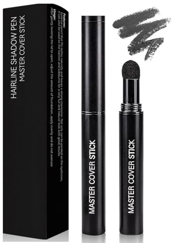 Root Touch-Up Stick - Black Hairline Powder - Grey Hair Cover Up - Semi-Permanent Hair Dye Temporary Brush - Waterproof Long Lasting Grey Hair Coverage Beard