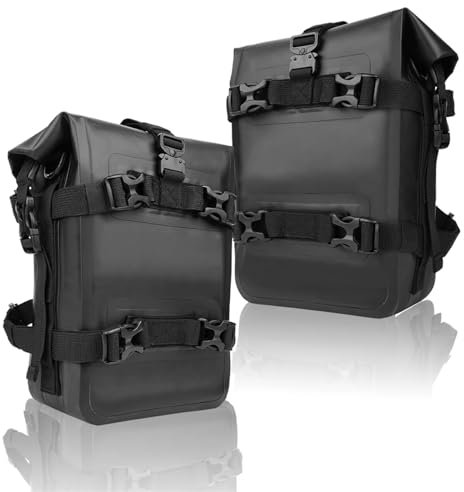 Bolsa Equipaje Moto 1-2 Piezas de Barras de Choque para Marco de Motocicleta, Bolsa Impermeable, Bolsa de colocación de Herramientas de reparación de Parachoques Bolsas Traseras Moto(Black 2pc)