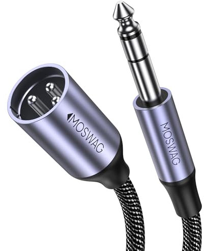 MOSWAG Cavo Jack a XLR, 6.35mm TRS Bilanciato Maschio a XLR Maschio per Audio, Microfono, Mixer, Amplificatore, Altoparlante, Interfaccia Audio, Cuffie (1M)