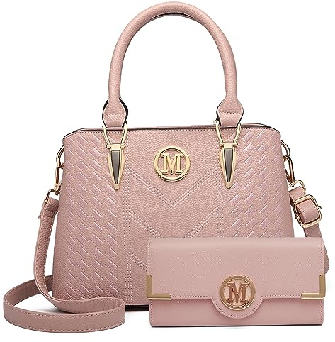 Miss Lulu Damen LG6865 LP2022 PK Handtasche, Rosa mit Geldbörse