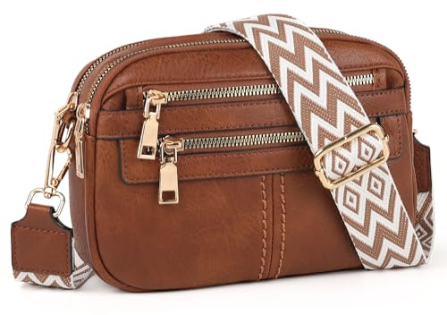 TANTOMI Crossbody Bags for Women, 6-Pockets Cross Body Purse, Vegan Leather Handbags Shoulder Bag for Travel, Gifts for Women