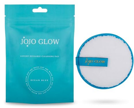 JoJo Glow Reusable Makeup Remover Pads (Pack of 1), Ocean Blue – Microfibre Facial Cloths | Sustainable, Cruelty-Free, Chemical-Free Eye Makeup Removal with Water Only