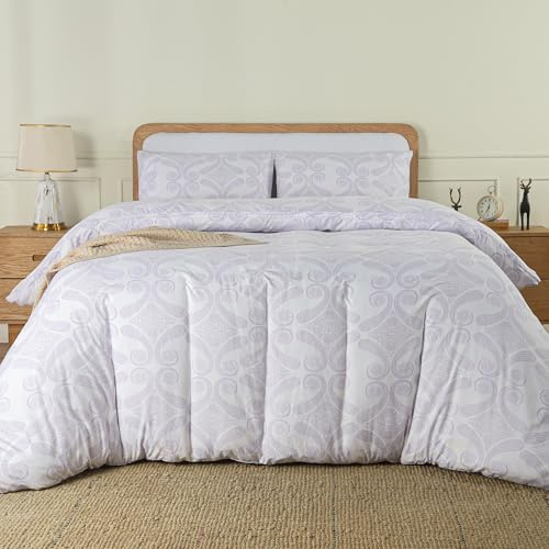 Utopia Bedding Double Duvet Cover, 2 Pillowcases 50x75 cm, Paisley Lavender