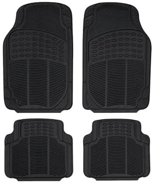 PENGNAQP 4er Set Autoteppiche Universal Automatten Vorne und Hinten Matten Gummi Schwarz(Black Rubber)