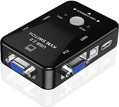Angoily 2 Port Vga Usb Box Manual Keyboard Mouse Control for Multi-device Desktop Computer Video Converter