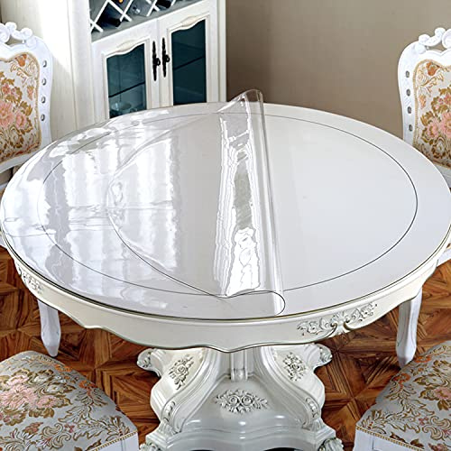 OstepDecor Tovaglia Plastificata Rotonda 110cm Ø, Tovaglia Trasparente Rotonda - Pellicola Protettiva in PVC Lavabile, Spessa e Resistente, Facile da Pulire