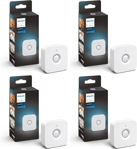 Philips Hue - Sensor de Movimiento, Accesorio para Bombillas y lámparas Inteligentes Hue, Compatible con Alexa y Google Home (Paquete de 4)