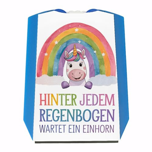 speecheese Lächelndes Einhorn Parkscheibe Hinter jedem Regenbogen Lustiger Spruch für kreative Autofans