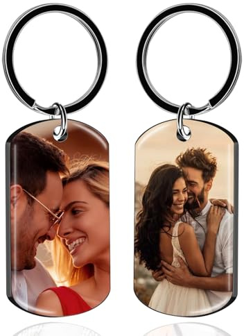 FKF Schlüsselanhänger Personalisiert mit Foto, Beidseitig Bild Druck | Schlüsselanhänger personalisiert mit Foto. Beidseitiger UV-Farbdruck. Hochwertiges Geschenk für Weihnachten, Papa & Mama