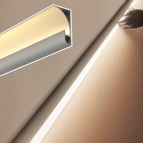 Moldura de corona de aluminio con canal difusor LED para decoración de zócalos de techo de pared, cubierta de iluminación de cornisa