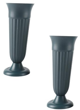 FUTUREORYY Set 2 Pezzi Vasi a Forma Per Tombe in Plastica Pp Verde, Fioriere Da Giardino Per Esterno e Cimitero, Resistenti Per Composizioni Floreali Fresche e Artificiali, Adatti Prato e Cortile