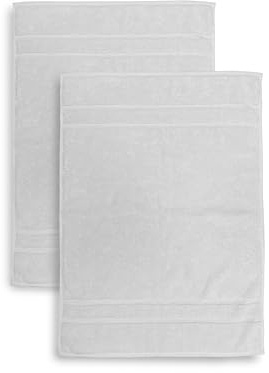 Set 2 Tappetini da Bagno in Spugna, Misura 50x70 cm, Assorbente, 650 g/m², Lavabile in Lavatrice, Asciugatura rapida, Colore Bianco