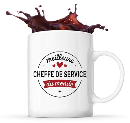 Otshirt Tasse de la Meilleure Cheffe de service du monde 1- Mug - Idée Tasse Personnalisable Cadeau Anniversaire Fête Original Famille Travail Départ Collègue Retraite Noël.