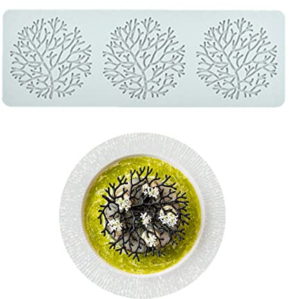 Rudiaoa Molde de silicona para decoración de tartas, 3 flores, coral, silicona, para azúcar, manualidades, moldes de encaje de flores, fondant para decoración de pasteles