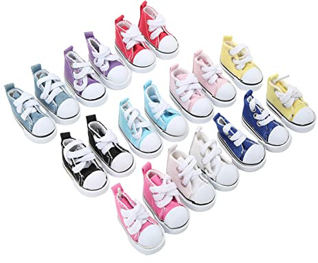 Taidda 1/6 Puppen-Leinenschuhe, Set mit 10 Paaren, Hohe Reibungskraft, rutschfeste Mode-Puppenschuhe für, Material: Kunststoff, Gummi, Segeltuch, Farbe: Blau, Rosa, Schwarz, Weiß, für