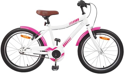 vidaXL Barncykel 20 Tum för 6-11 år gamla Rosa, Barncykel med klassiska, justerbara handtag, perfekt för roliga utomhusäventyr