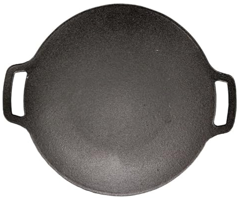 HOLIDYOYO Sartén para Asar Parrilla de Hierro Fundido, Antiadherente, Tamaño Mediano, Adecuado para Barbacoa y Camping, Compatible Cocina de Gas y Vitrocerámica, Plato para Carne al Aire