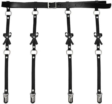 Cintura regolabile a vita alta per gambe reggicalze reggicalze in pelle PU con fiocco cintura in vita con clip in metallo reggicalze