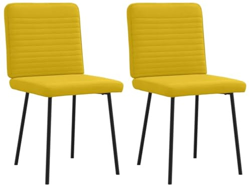 HETFTJN Esszimmerstühle 2er Set Gelb Samt Polsterstühle mit Metallgestell Moderne Küchenstühle Wohnzimmerstühle Bequeme Schalenstühle für Esszimmer Büro Gästezimmer 83cm Hoch