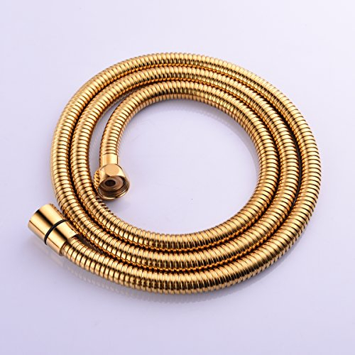 Ciencia flexibler Duschschlauch, Edelstahl, mit Knickschutz, mit massivem Messinganschluss, gold