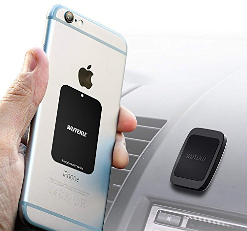 Wuteku Dash Flat Handy Halterung - Hexadymium 6 Magnete - kompatibel mit Samsung S10 S9 S8 & S8 Plus S7 Edge, und iPhone XR, XS, X 8, 7 Plus - Beste Magnet für Auto