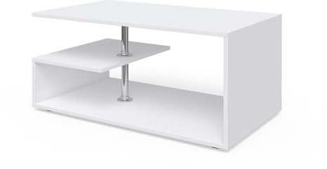 Vicco Couchtisch Guillermo, Weiß, 91 x 52.6 cm | zur Aufbewahrung von Zeitschriften und Fernbedienungen