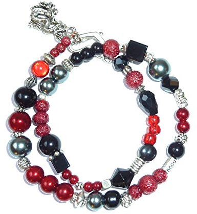 SSH-Design - Wickelarmband - rot, schwarz & grau -